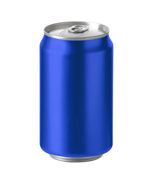 Blue aluminum can with space for design and clip path — Stock Photo, Image