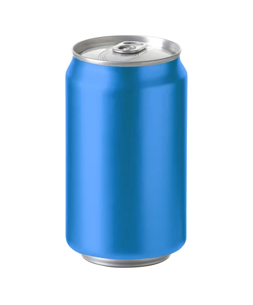 Blue aluminum can with space for design and clip path — Stock Photo, Image