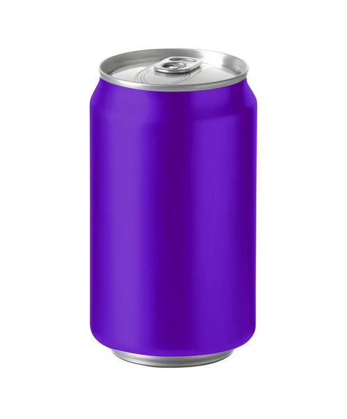 Purple aluminum can with space for design and clip path — Stock Photo, Image