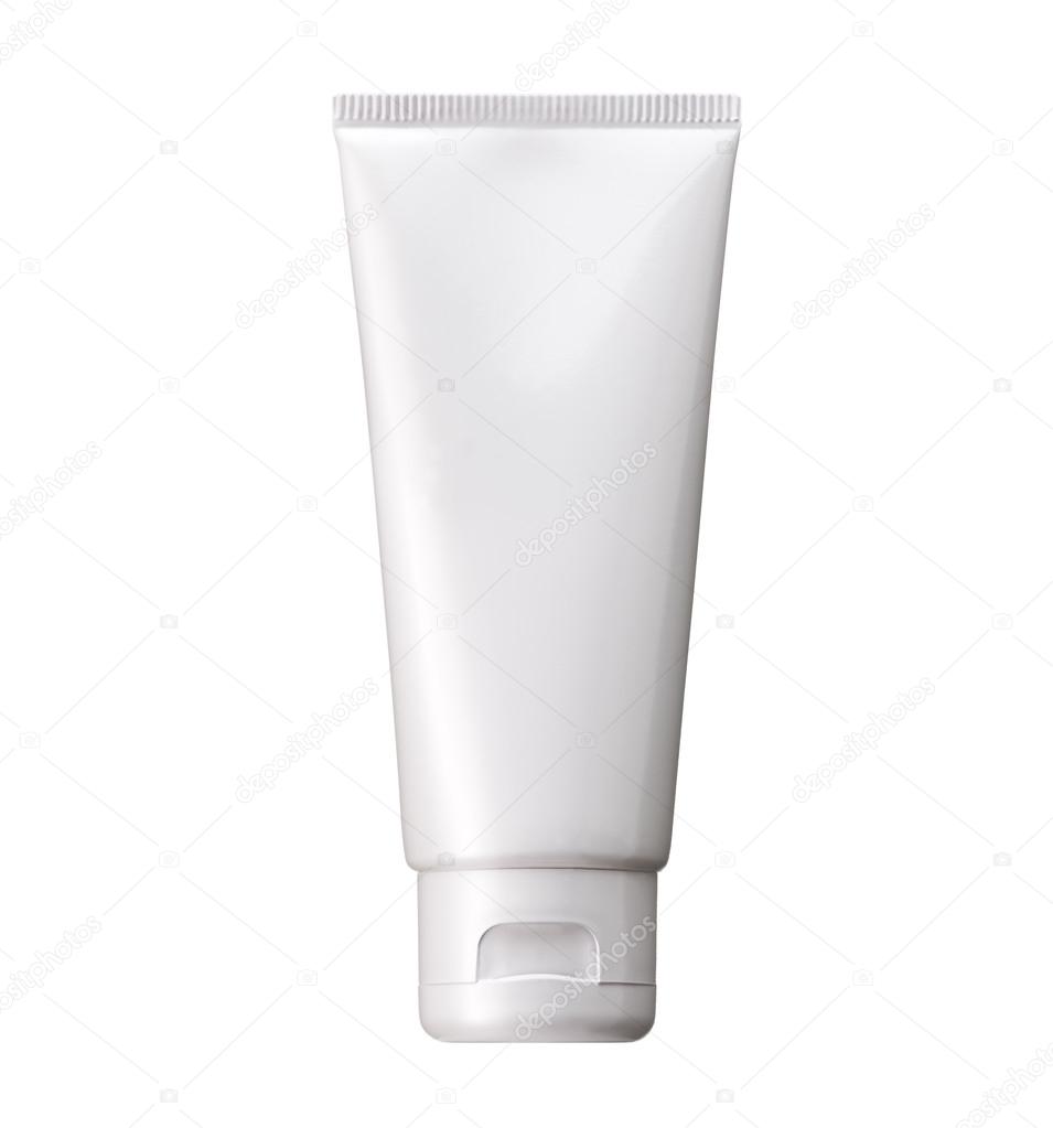 Blank White cosmetic tube pack Of Cream -realistic photo image with clip path