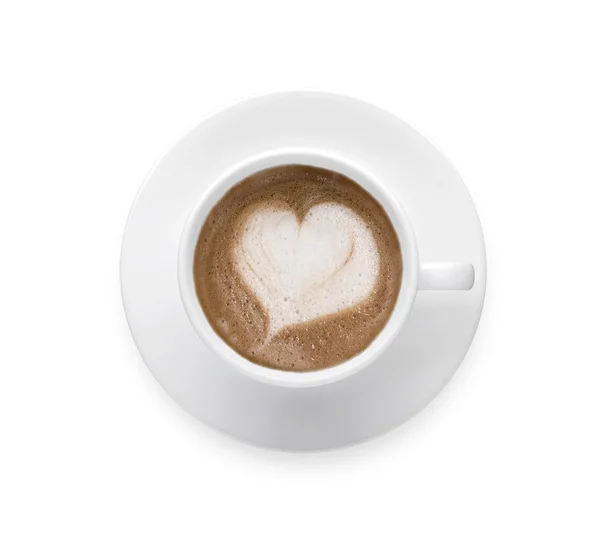 Cangkir kopi cinta, LATTE ART, bentuk hati. Path klip — Stok Foto