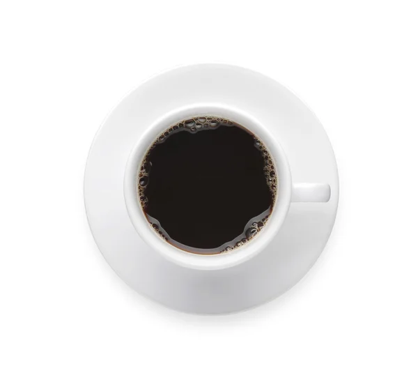 Горячая черная чашка кофе изолировать с клип пути. Вид сверху . — стоковое фото