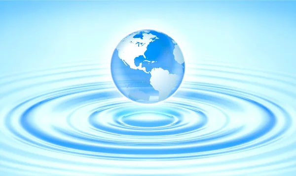 Planet Earth Drop Blue Wave Make Wave Copy Space Text — Stock Photo, Image