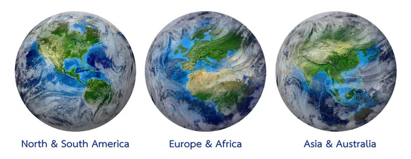 Planète Terre, Monde global montrant l'Amérique, l'Europe, l'Afrique, l'Asie, le continent. Photo rendu 3D réaliste avec trajectoire de coupure Photo De Stock