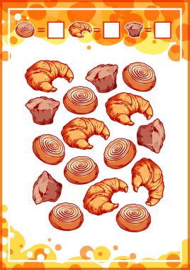 Educational counting game for preschool kids with baking. clipart
