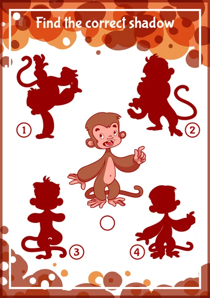 Задача для детей с забавными обезьянами . — стоковый вектор