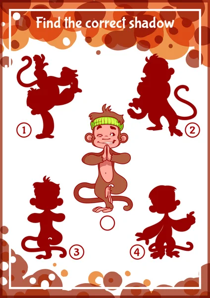 Образовательная игра для детей. Задача для детей с забавными обезьянами . — стоковый вектор