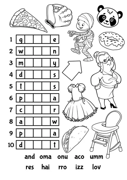 Educational rebus game for preschool kids. — Stock Vector