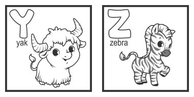 Bir alfabe ile sevimli hayvanlar