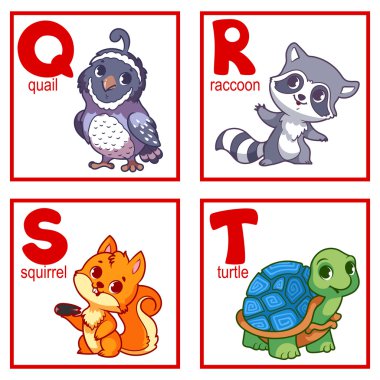 Bir alfabe ile sevimli hayvanlar