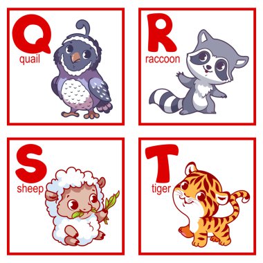 Bir alfabe ile sevimli hayvanlar