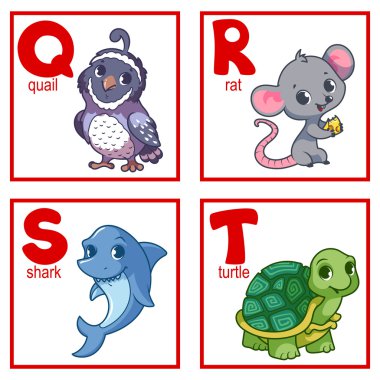 Bir alfabe ile sevimli hayvanlar