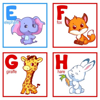 Bir alfabe ile sevimli hayvanlar