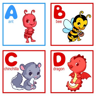 Bir alfabe ile sevimli hayvanlar