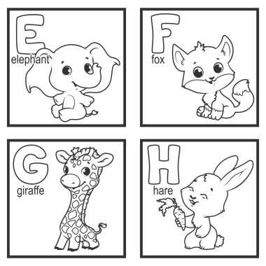 Bir alfabe ile sevimli hayvanlar