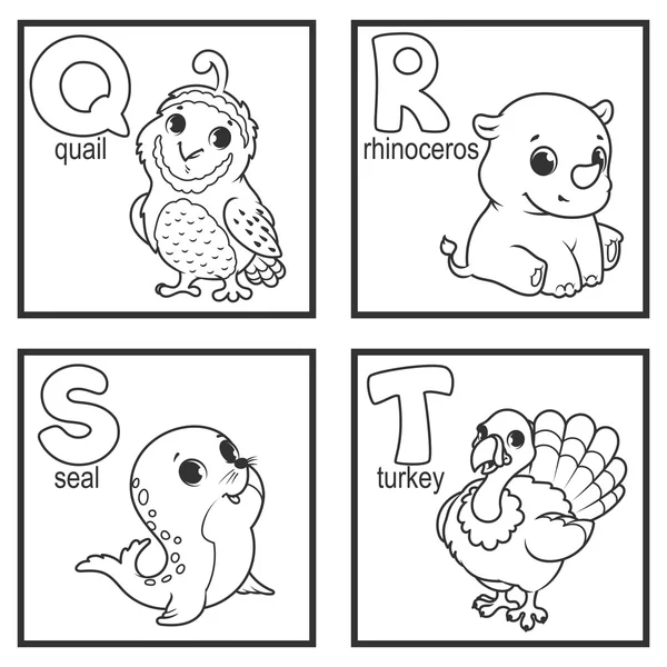 Ett alfabet med söta djur — Stock vektor