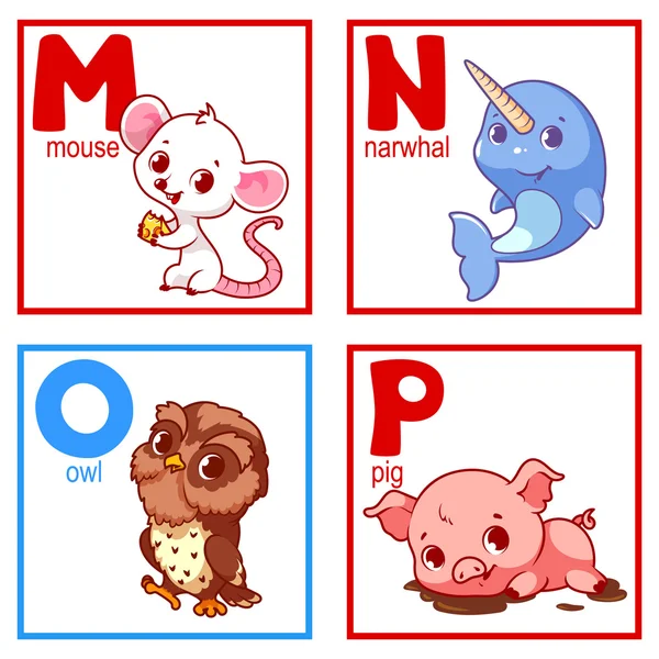 Bir alfabe ile sevimli hayvanlar