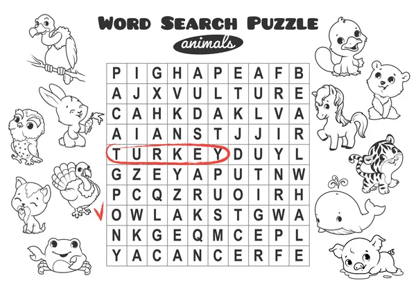 Jeu éducatif pour les enfants. Puzzle de recherche de mots . — Image vectorielle