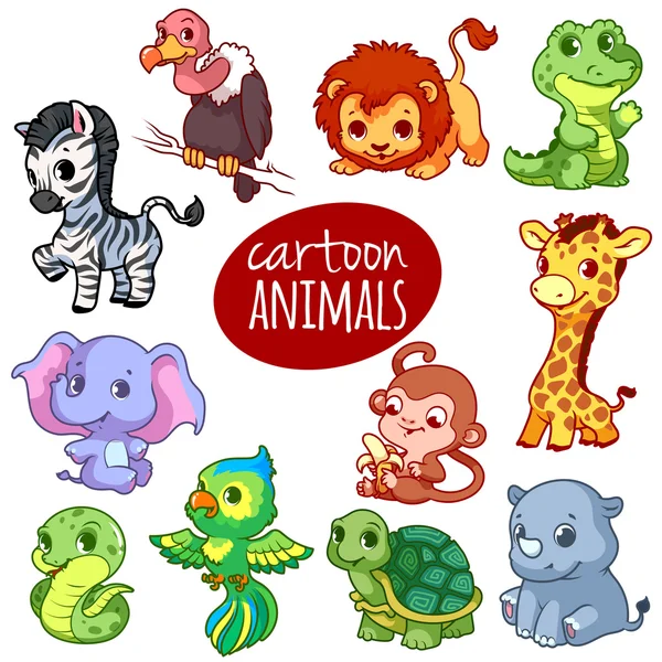 Cartoon african animals. — Stock Vector
