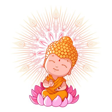 Lotus üstünde küçük meditasyon Buda.