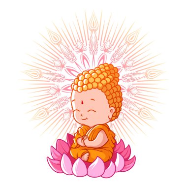 Lotus üstünde küçük meditasyon Buda.