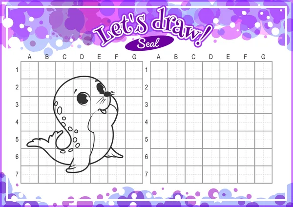 How to draw cute cartoon sea calf. Royalty Free Stock Vectors