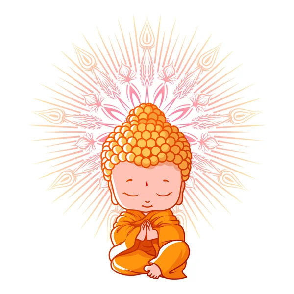 Little meditating Buddha — Stock Vector