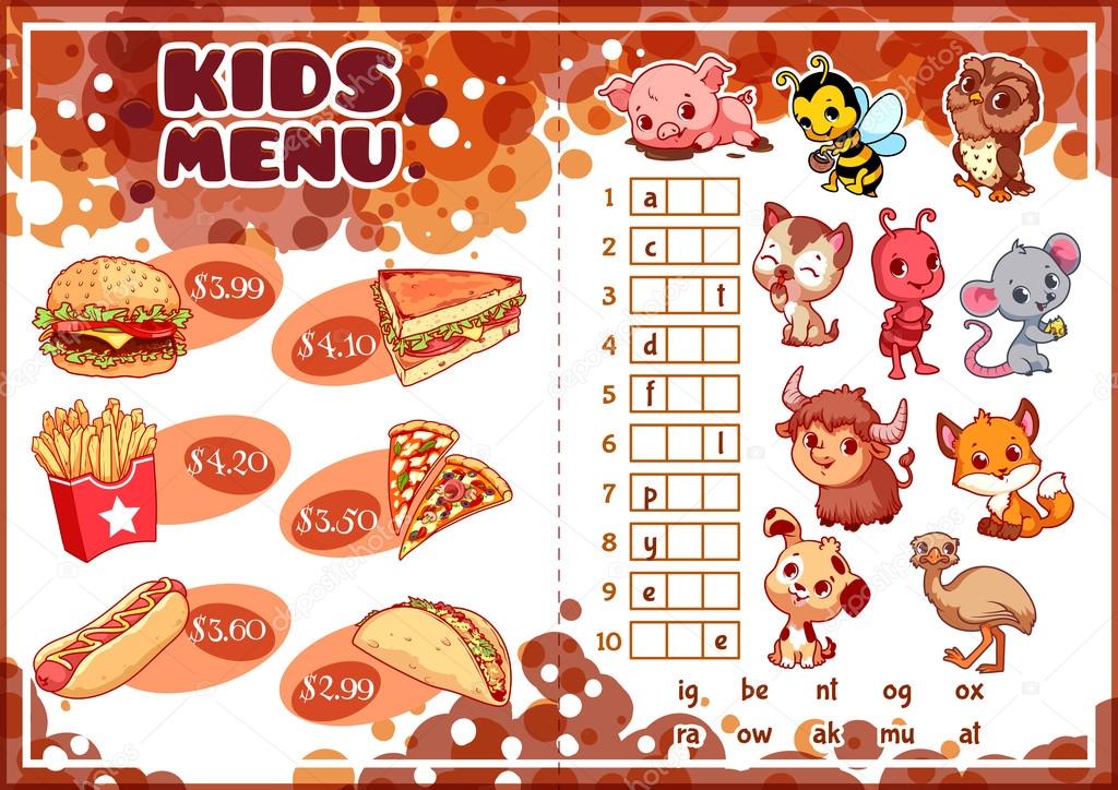 Kids Menu for fast-food with Stock Vector by ©yavi 109780572