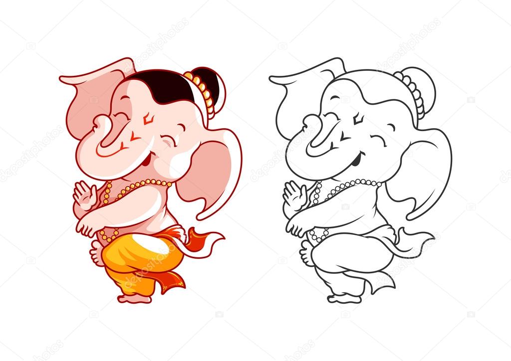 Little cartoon Ganesha. Page for coloring book. Stock Vector Image by ©yavi  #109780864