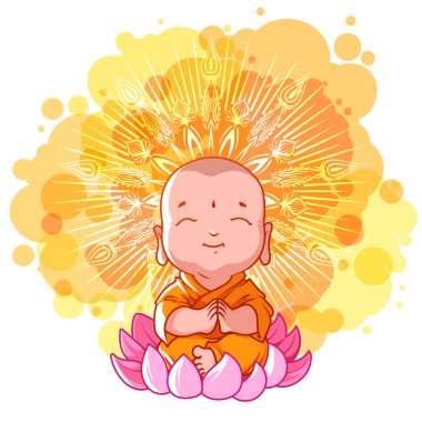 Lotus küçük meditasyon monk. Güneşli gün.