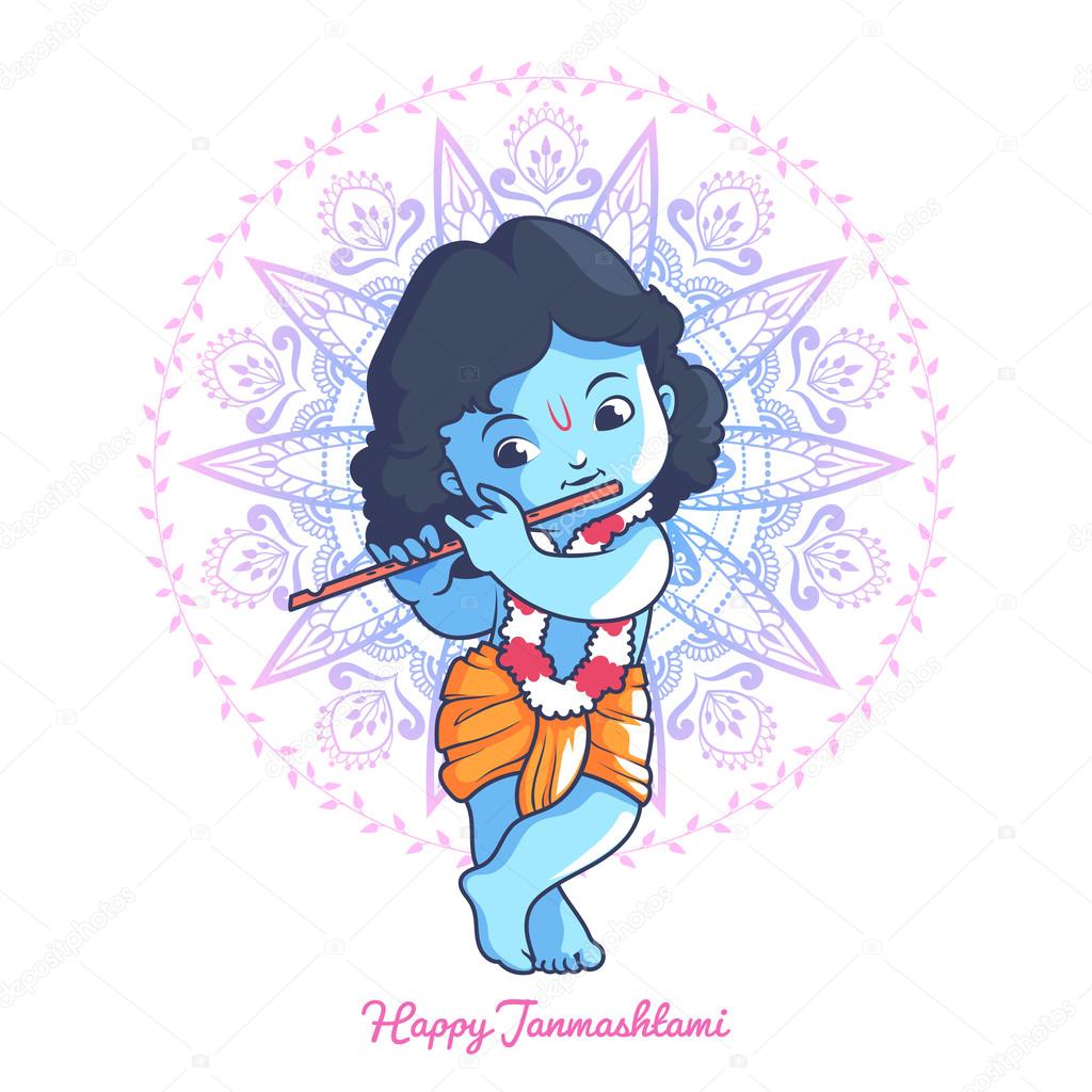 Little cartoon Krishna with a flute. Stock Vector Image by ©yavi #110575748 Little cartoon Krishna with a flute. Stock Vector Image by ©yavi #110575748