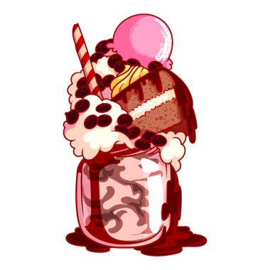 Dev milkshake pasta, dondurma, çikolata ve şekerleme.