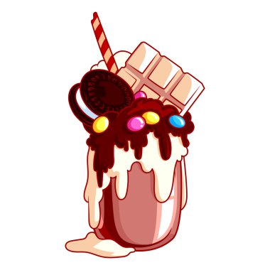 Beyaz çikolata, kurabiye ve şeker ile dev muzlu süt.