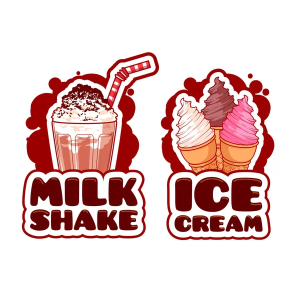 Deux modèles de logo pour milkshake et crème glacée . — Image vectorielle