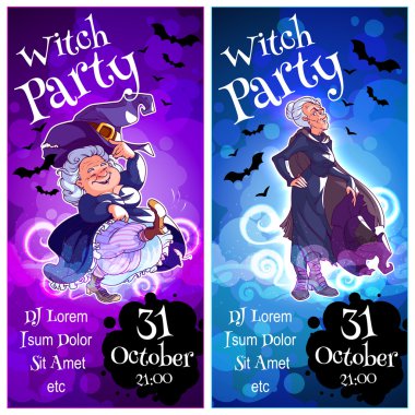 Cadı parti için iki dikey yönlendirmesi el ilanları.