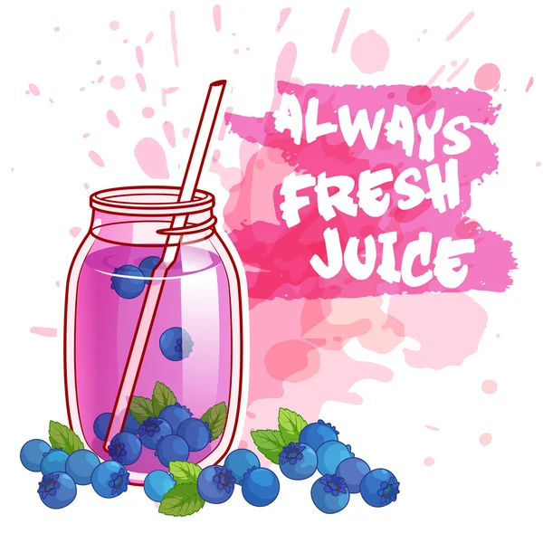 Cocktail jar with berry juice. — Stock Vector