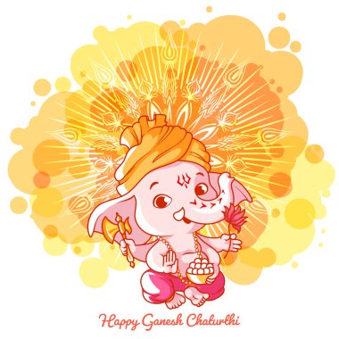 Greeting card for Ganesh birthday. clipart