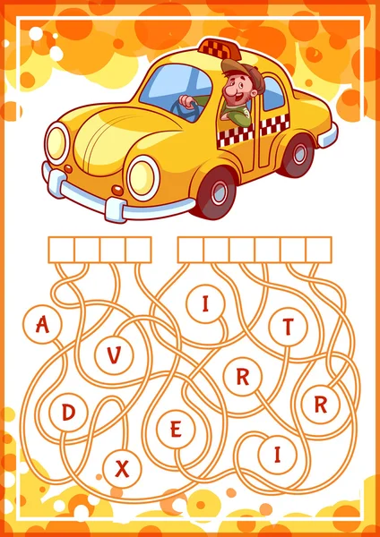 Vzdělávací puzzle hra s taxi. — Stockový vektor