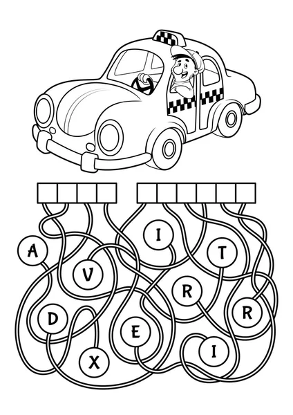 Vzdělávací puzzle hra s taxi. — Stockový vektor