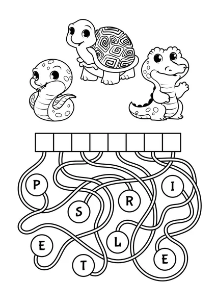 Vzdělávací puzzle hra s roztomilé zelené zvířata. — Stockový vektor