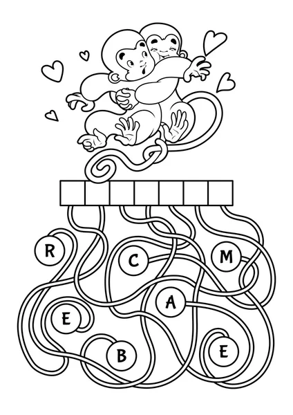 Vzdělávací puzzle hra s roztomilý opice. — Stockový vektor