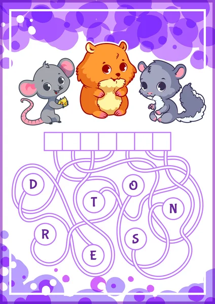 Vzdělávací puzzle hra s roztomilá zvířata. — Stockový vektor