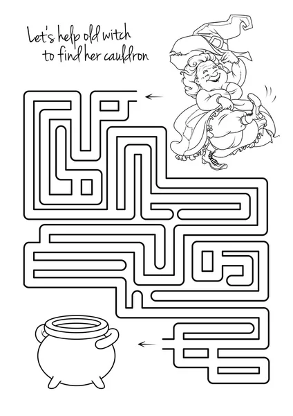 Labirintus játék gyerekeknek-boszorkány. — Stock Vector