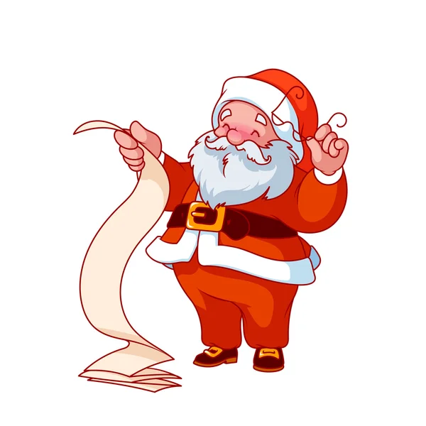 Santa Claus with long scroll. — Stock Vector