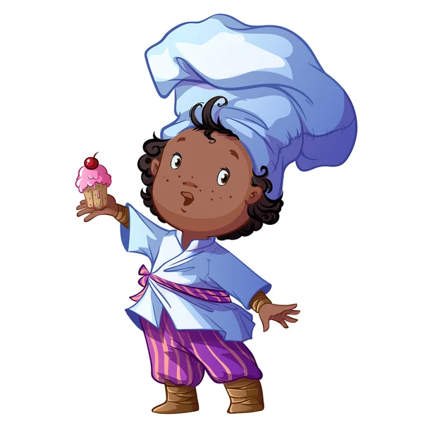 Little chef with cake — Stock Vector