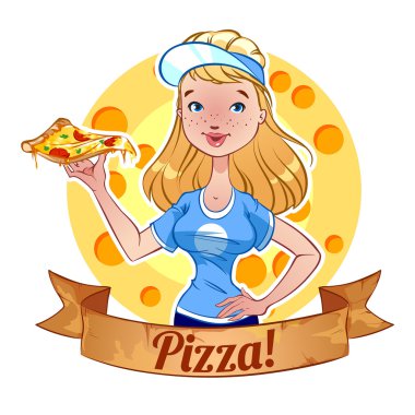 pizza ile sarışın kız