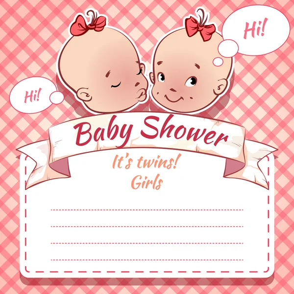 双胞胎婴儿淋浴-女孩 — 图库矢量图片