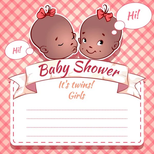 Tweeling baby douche - meisjes — Stockvector