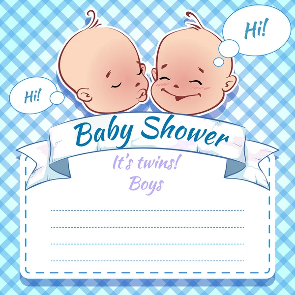 Douche bébé jumeaux - garçons — Image vectorielle