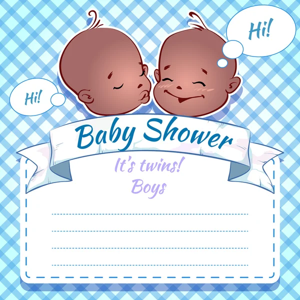 Ducha de bebé gemelos - chicos — Vector de stock